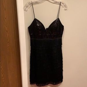 Sherri Hill black fringe dress